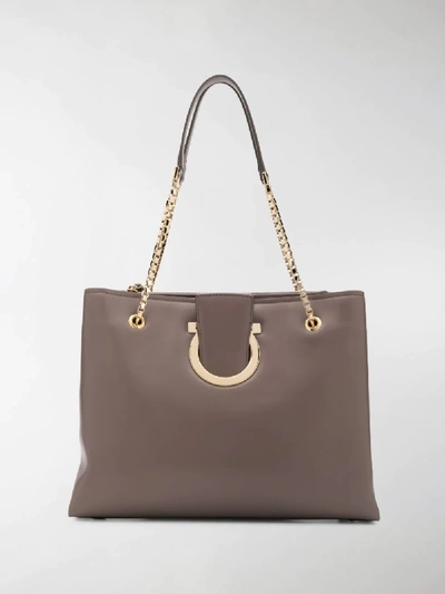 Shop Ferragamo Medium Shoulder Bag In Brown
