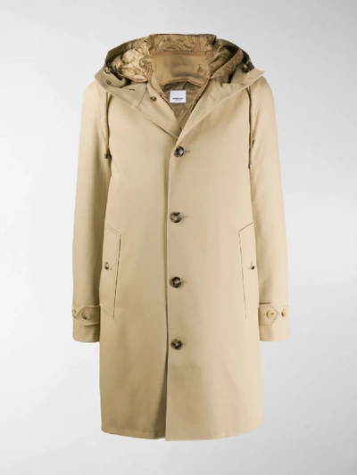 Shop Burberry Cotton Gabardine Coat With Detachable Warmer In Neutrals