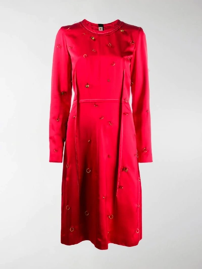 Shop Marni Piercing Detail Knee-length Dress In Red