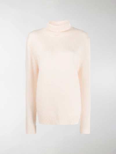 Shop Aspesi Roll Neck Ribbed Detail Jumper In Neutrals