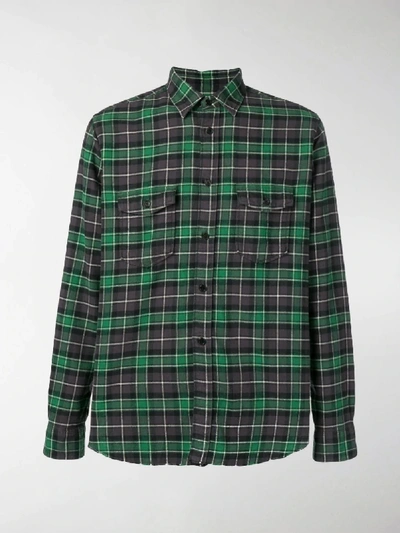 Shop Saint Laurent Oversized Checked Shirt In Green