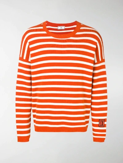 Shop Ami Alexandre Mattiussi Striped Patch Jumper In Orange