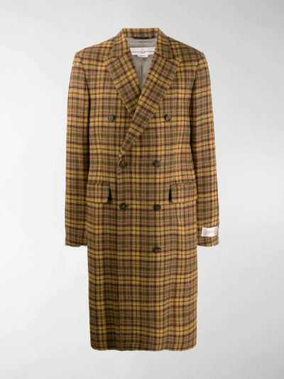 Shop Golden Goose Double Breasted Tweed Coat In Brown