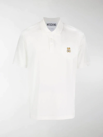 Shop Moschino Teddy Bear Polo Shirt In White