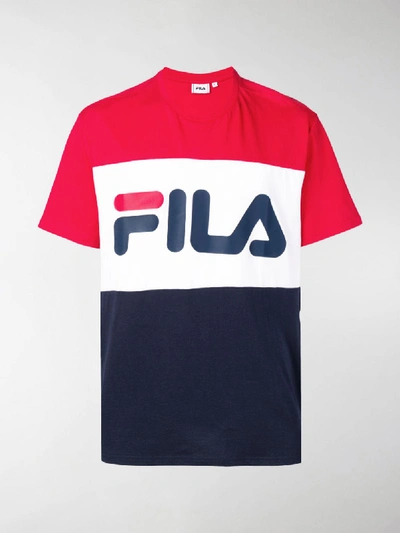 Shop Fila Logo Print Colour Block T-shirt In Red