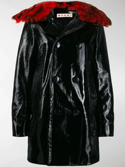 Shop Marni Double Buttoned Raincoat In Black