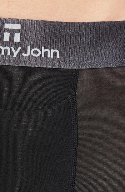 Shop Tommy John Second Skin Gunmetal Waistband Boxer Briefs In Black