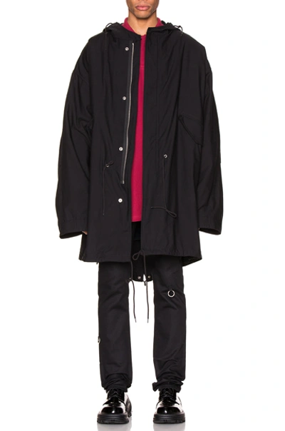 Shop Raf Simons Mid Length Parka In Black