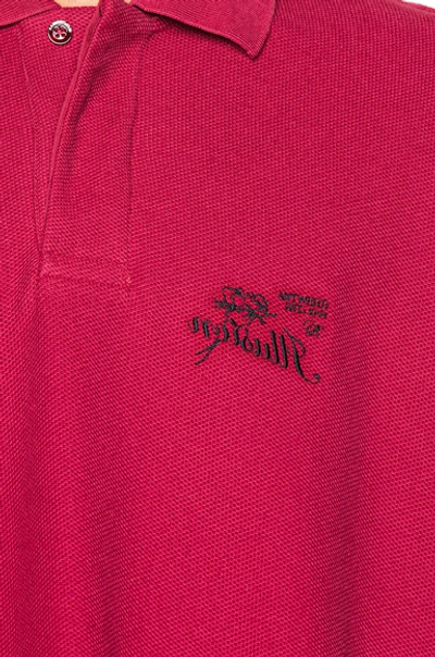 Shop Raf Simons Embroidered Polo In Burgundy