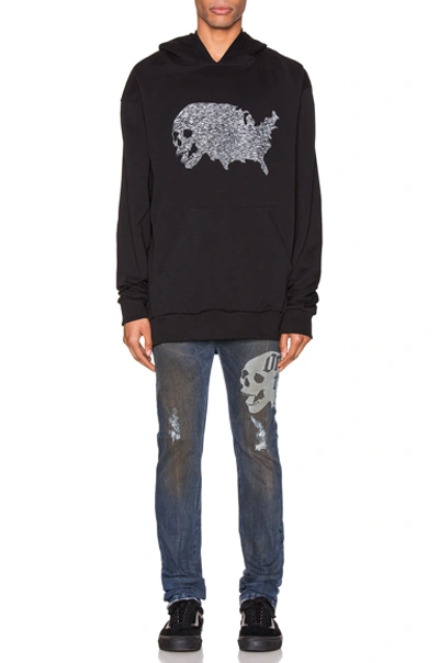 Shop Alchemist Usa Skull Tweed Hoodie In Black