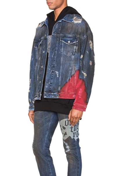 Shop Alchemist Wyatt Dip Dyed Denim Trucker In Indigo & Red