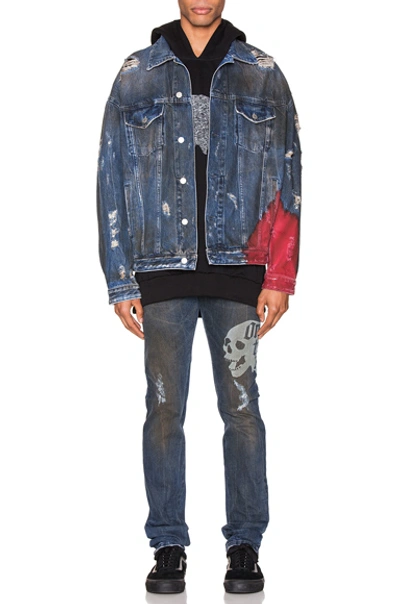 Shop Alchemist Wyatt Dip Dyed Denim Trucker In Indigo & Red