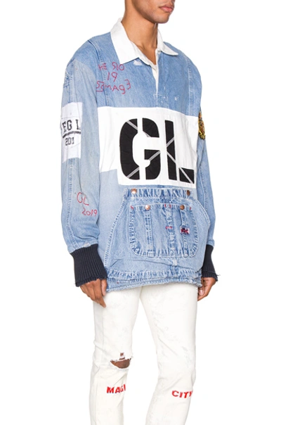 Shop Greg Lauren Denim Gl Ruby Blouson In Blue