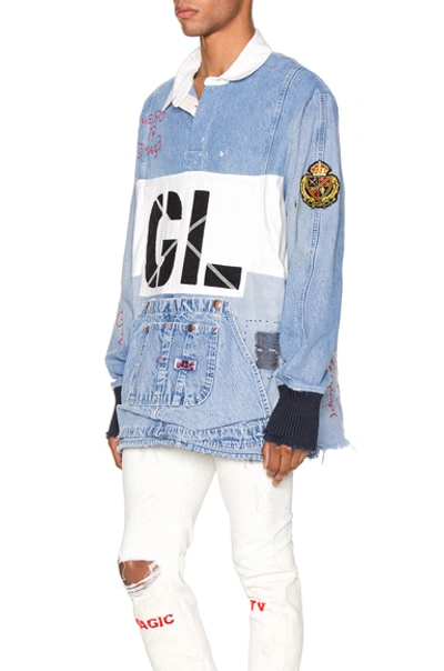 Shop Greg Lauren Denim Gl Ruby Blouson In Blue