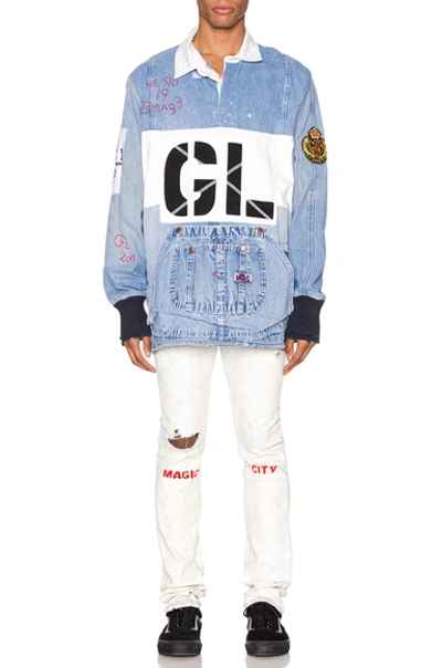 Shop Greg Lauren Denim Gl Ruby Blouson In Blue