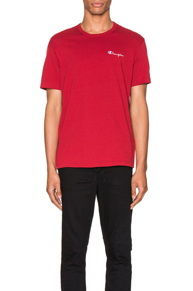 champion small script t shirt