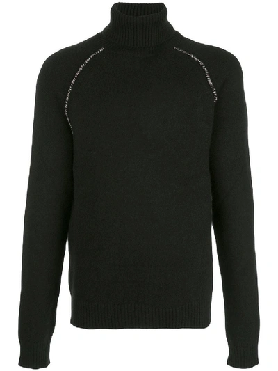 Shop Alanui Cactus Elbow Patch Cashmere Sweater Black