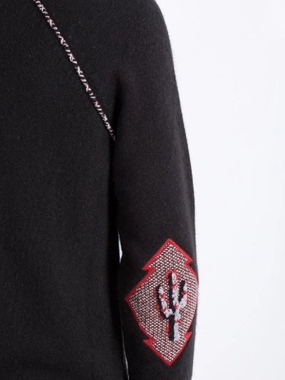 Shop Alanui Cactus Elbow Patch Cashmere Sweater Black