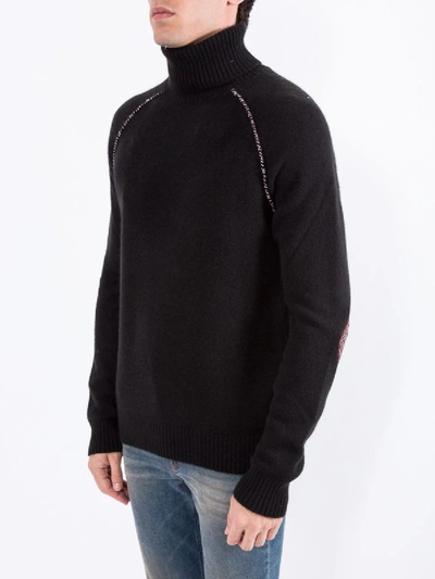 Shop Alanui Cactus Elbow Patch Cashmere Sweater Black