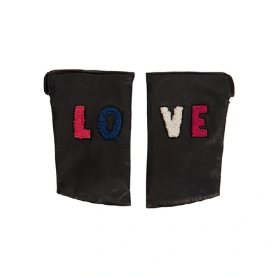 Shop Agnelle Velotte Black Fingerless Leather Gloves
