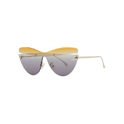 Shop Fendi Karligraphy Cat-eye Sunglasses In Grey And Other