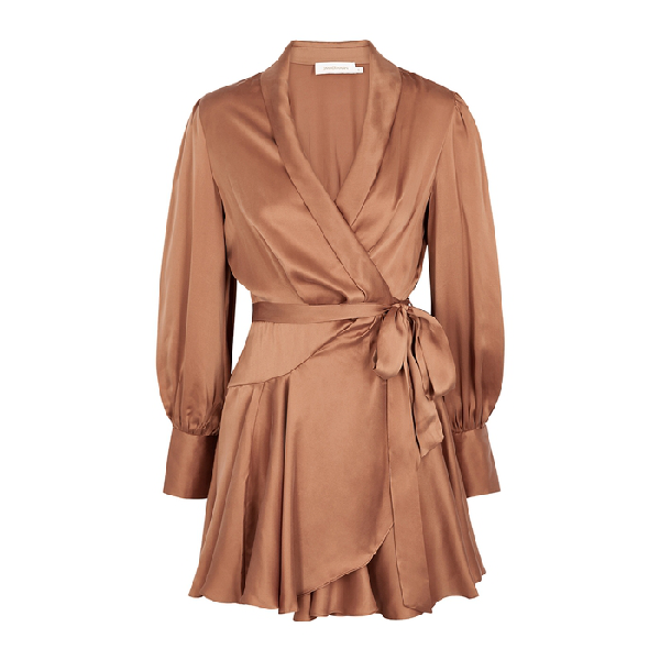 bronze wrap dress