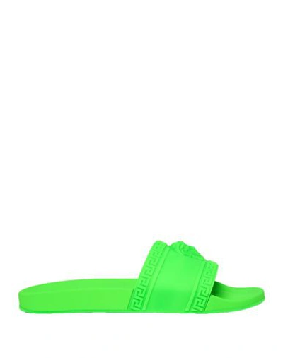 Shop Versace Sandals In Acid Green