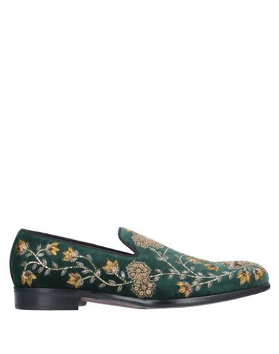 Shop Dolce & Gabbana Man Loafers Green Size 8.5 Cotton