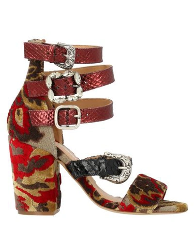 Shop Strategia Woman Sandals Brick Red Size 7 Textile Fibers, Soft Leather