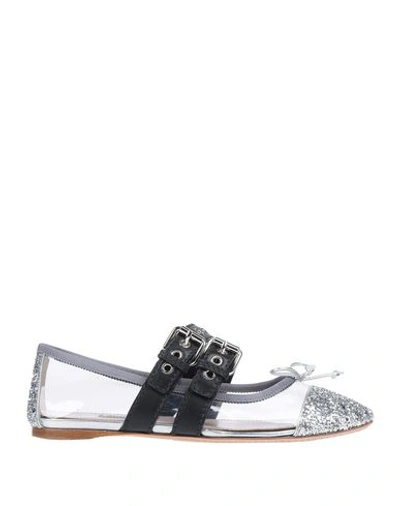 Shop Miu Miu Ballet Flats In Silver