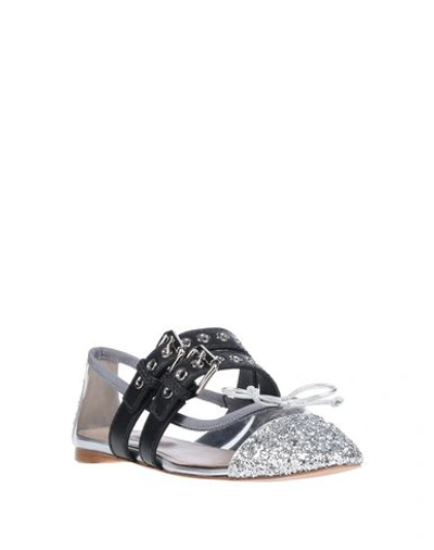 Shop Miu Miu Ballet Flats In Silver