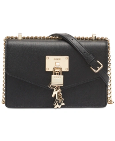 Shop Dkny Elissa Small Leather Flap Shoulder Bag, Created For Macy's In Black