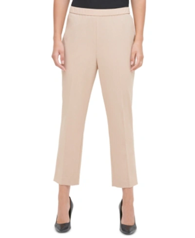 Shop Calvin Klein Pull-on Straight-leg Pants In Camel