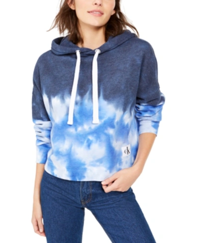 Calvin Klein Jeans Est.1978 High Tide Tie-dyed Cropped Hoodie In Marine  Combo | ModeSens