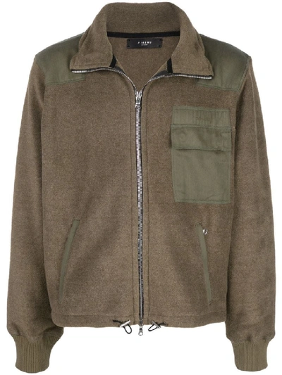 Shop Amiri Polar Fleece Commando Patch Jacket In Grey