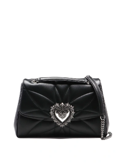 Shop Dolce & Gabbana Black Nappa Devotion Large Bag