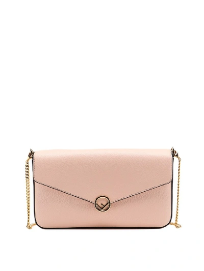 Shop Fendi F Is  Pink Leather Cross Body Bag In Neutrals