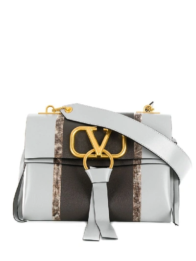 Shop Valentino Vring Inlaid Stripe Small Bag In White