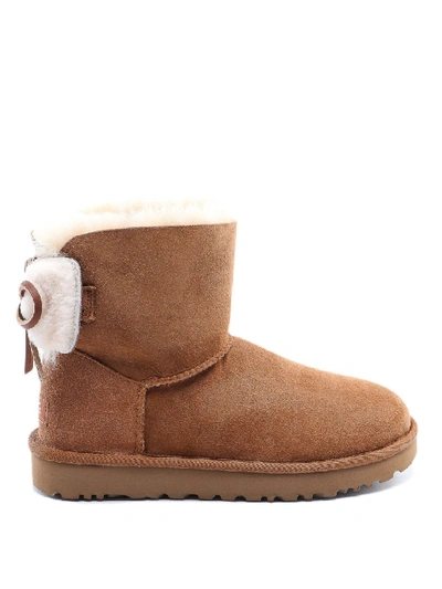 Shop Ugg Classic Double Bow Ankle Boots In Brown