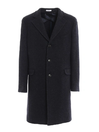 Shop Boglioli Melange Wool Coat In Black