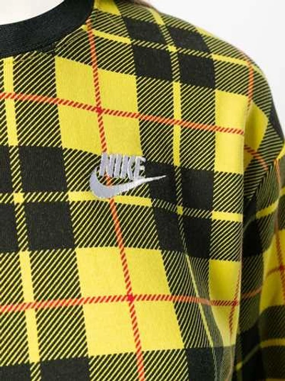 Nike Plaid Fleece Sweatshirt In Gold | ModeSens