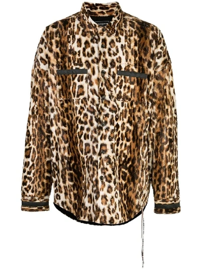 Shop Mastermind Japan Leopard Print Overshirt In Neutrals