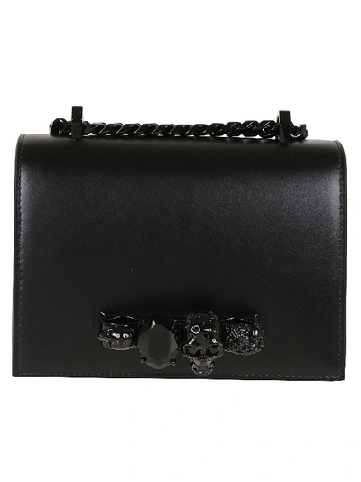 Shop Alexander Mcqueen Jewelled Satchel Small In Black