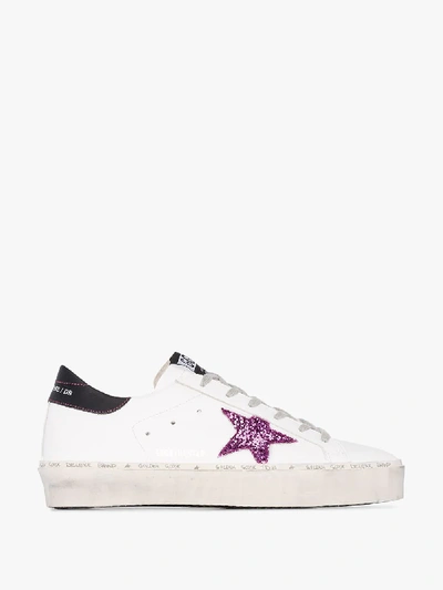 Shop Golden Goose White Hi Star Leather Sneakers