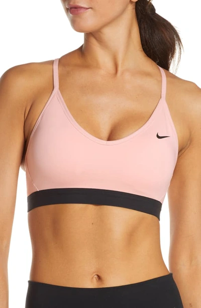 Shop Nike Indy Sports Bra In Echo Pink/ Black