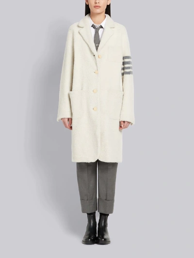 Shop Thom Browne 4-bar Narrow Oversized Sack Overcoat In White