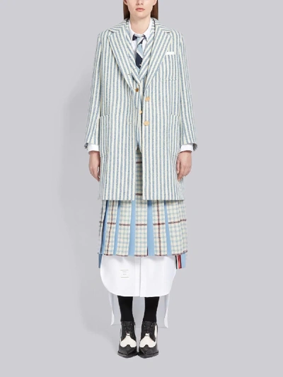 Shop Thom Browne University Stripe Tweed Sack Jacket In Blue