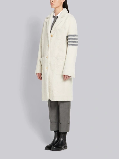 Shop Thom Browne 4-bar Narrow Oversized Sack Overcoat In White