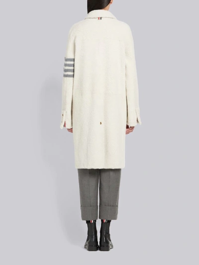 Shop Thom Browne 4-bar Narrow Oversized Sack Overcoat In White