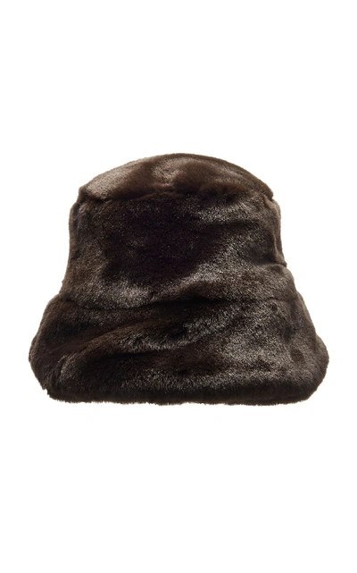 Shop Clyde Faux Fur Bucket Hat In Brown